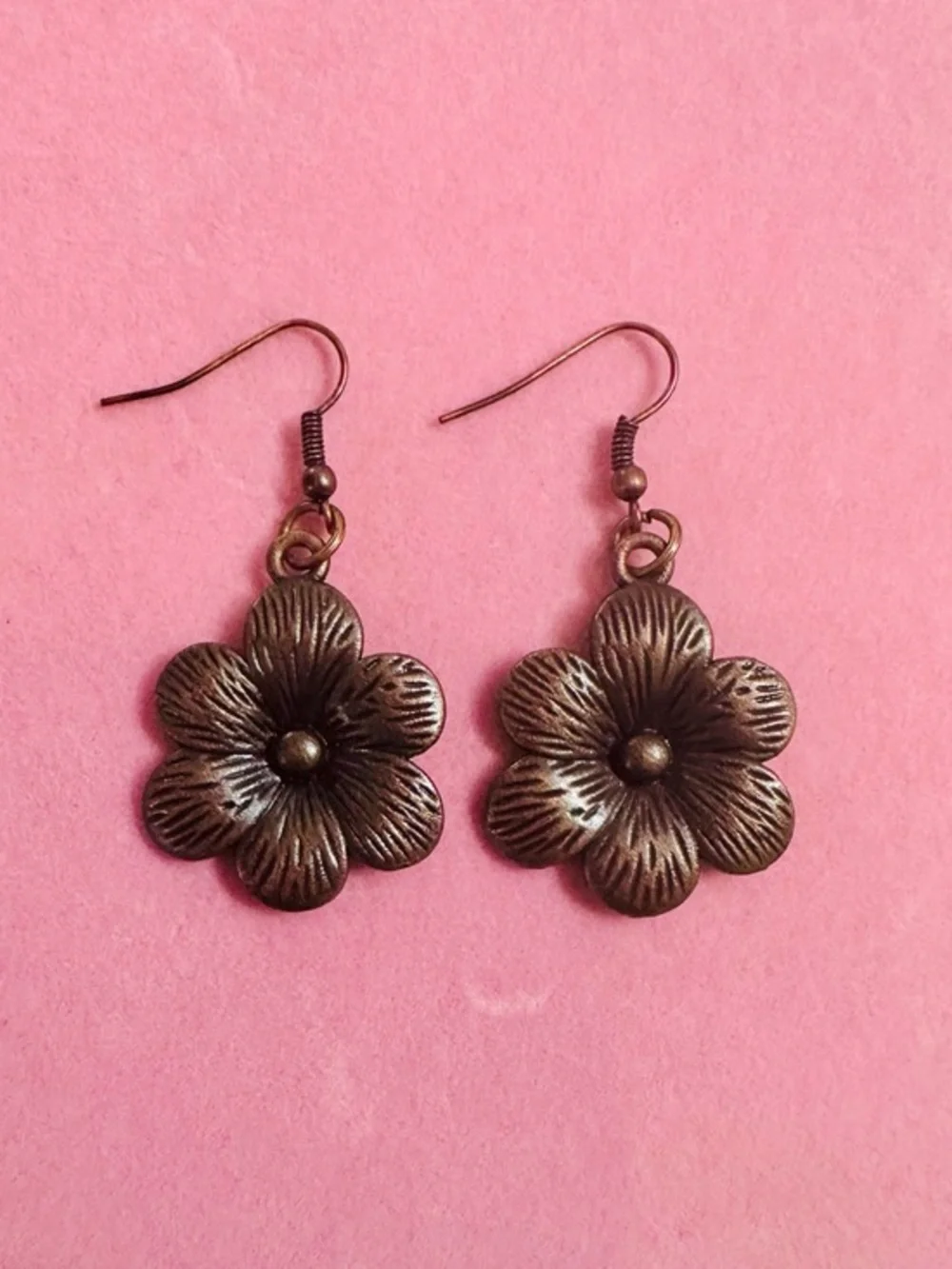 Bronze Flower Dangle Earrings